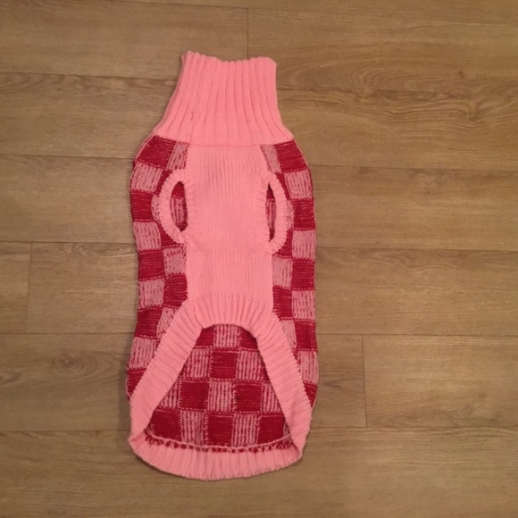 Dog Pink Checker Knitted Warm Sweater - Picture 5 of 6